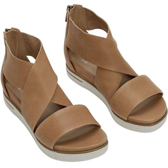 Eileen Fisher Shoes - Eileen Fisher Sport Tumbled Leather Sneaker Sandals Honey Crisscross Straps 8 US